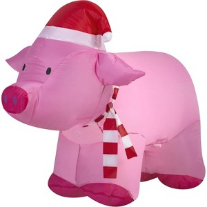 Gemmy Christmas Airblown Inflatable Outdoor Pig, 2.5 ft Tall, Multicolored - 1 of 4