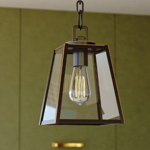 VAXCEL Grant Indoor Outdoor Farmhouse Mini Pendant Lantern Hanging Ceiling Light with Clear Glass Panels - 1 of 4