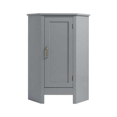 Mercer Mid Century Modern Wooden Corner Floor Cabinet Gray - Elegant Home Fashions