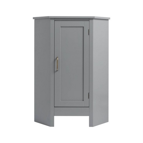 Corner Storage Cabinet Freestanding Floor Cabinet Bathroom W/ Shutter Door  Grey\brown : Target