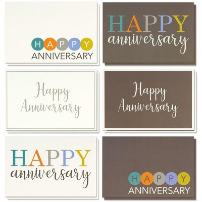 Juvale 36-Pack Happy Anniversary Cards with Envelopes , 6 Assorted Modern Design (6 x 4 In)