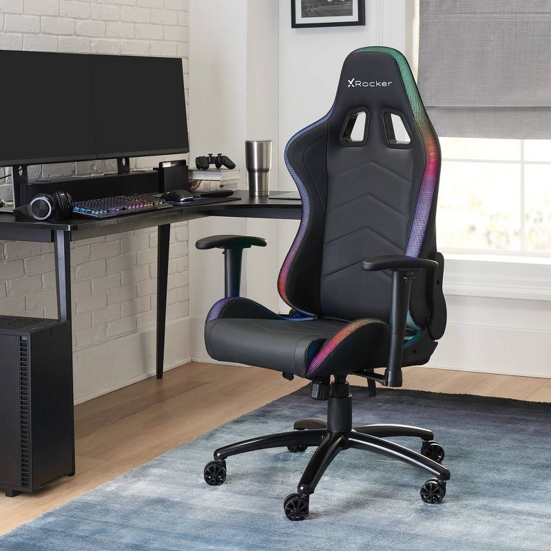 Thrasher RGB PC Gaming Chair Black with LED Lights - X Rocker, 5 of 7