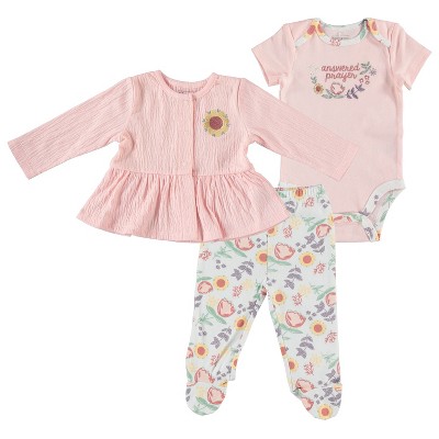 Image of Baby Gear Baby Girl Clothes Layette Set Newborn Cardigan Baby Gift Set Floral Pink 0-3M