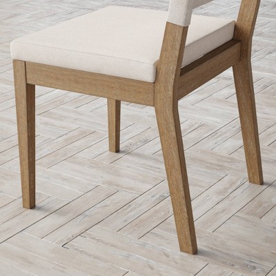 Linus Light Brown Upholstered Side Chair with Rubberwood Legs