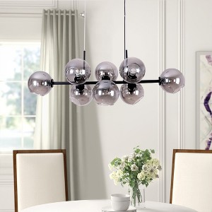 Rennnsan Arvante 40" W 8 -Light Glass Dimmable Modern Linear Kitchen Island Pendant in Black - 1 of 4