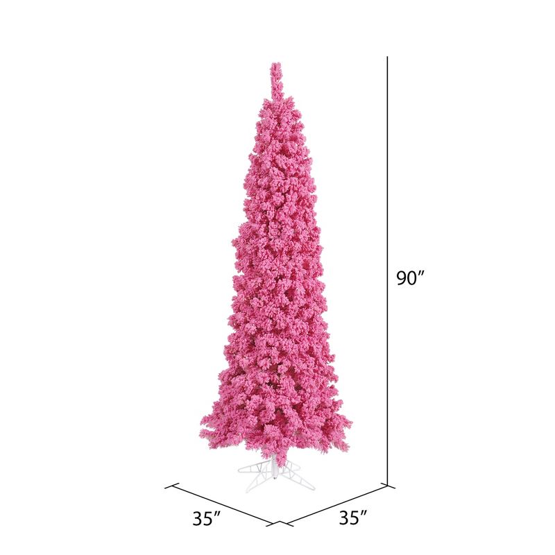 Vickerman Flocked Pink Pencil Fir Artificial Christmas Tree, 2 of 5