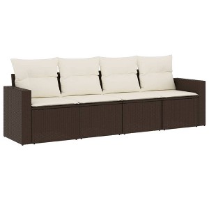 vidaXL Garden Sofa Set Brown and Cream White - 1 of 4