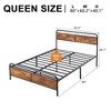 VECELO Full/Queen Size Bed Frame with Wooden Headboard, Metal Bed Platform No Box Spring Needed with Heavy Duty Steel Slat, Brown - 3 of 4