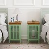 Nightstand Bedside Table with Storage Cabinet and  Solid Wood Tabletop (Set of Two Pieces) - 2 of 4