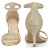 Perphy Women's Glitter Open Toe Ankle Buckle Strap Stiletto Heel Sandals - 3 of 4