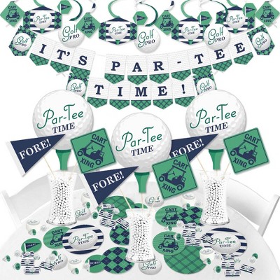 Big Dot of Happiness Par-Tee Time - Golf - Birthday or Retirement Party Supplies - Banner Decoration Kit - Fundle Bundle