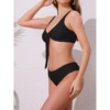 INSPIRE CHIC Women's Lace Up Decoration Push Up Bikini Sets, Wide Strap Top Triangle Bottom Swimwear Bathing Suits 1 Set - 2 of 4