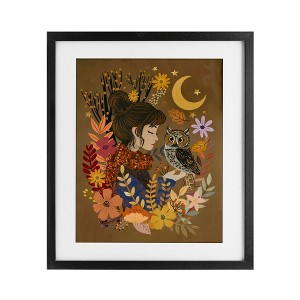 Stupell Industries Autumn Owl & Girl Framed Print Under Glass - 1 of 4