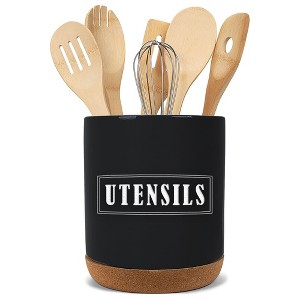 Elanze Designs Utensils Black X-Large Cork Bottom Kitchen Utensil Holder - 1 of 4