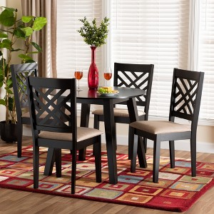 Baxton Studio Ellie Modern Beige Fabric and Dark Brown Finished Wood 5-Piece Dining Set - 1 of 4