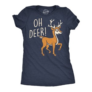 Womens Funny T Shirts Oh Deer Sarcastic Reindeer Graphic Novelty Christmas Tee For Ladies - Crazy Dog Women's T Shirt Gift For Christmas - 1 of 4
