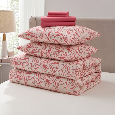 Nestl Bed in a Bag, 7pc Comforter Set Biomorphic Design, Modern Comforter Sets with Sheets, Queen Bed in a Bag, Pink — фото 5