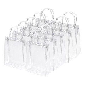 Unique Bargains Handles Reusable Clear PVC Gift Tote Bags 7.9" x 5.9" x 2.8" White 10Pcs - 1 of 4