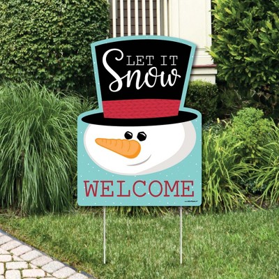 Big Dot of Happiness Let It Snow - Snowman - Party Decorations - Christmas and Holiday Welcome Yard Sign