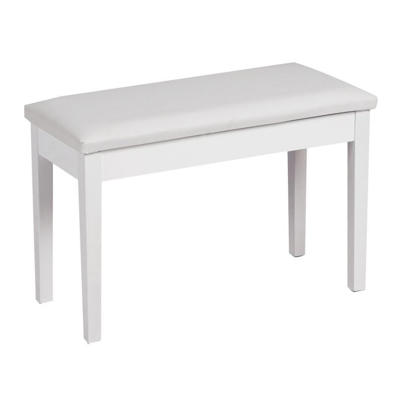 Costway Solid Wood PU Leather Piano Bench Padded Double Duet Keyboard Seat Storage White, 5 of 10