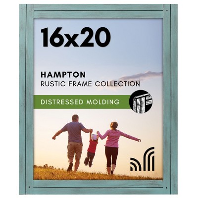 Americanflat 16x20 Picture Frame with Polished Plexiglass - Hampton Collection - Distressed Wood Picture Frames for Vertical or Horizontal Wall