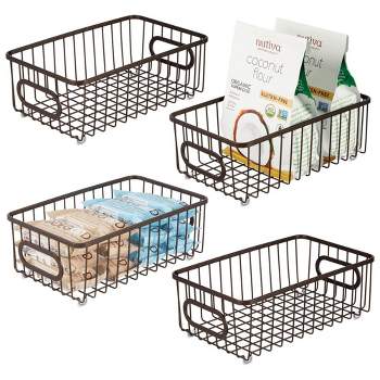 mDesign Small Steel Kitchen Organizer Basket with Label Slot, 2