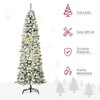 Angel Sar 6ft Artificial Christmas Tree, Pre-Lit with 300 Warm White LEDs, Snow Dipped Design with Berries and Pine Cones, Flame Retardant Branches - 3 of 4