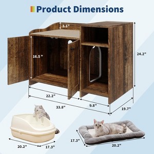 Cat Litter Box Enclosure Furniture, Hidden Litter Box Cabinet with Barn Door, Modern End Table Style, Wooden Pet House, Dog-Proof Design - 1 of 4