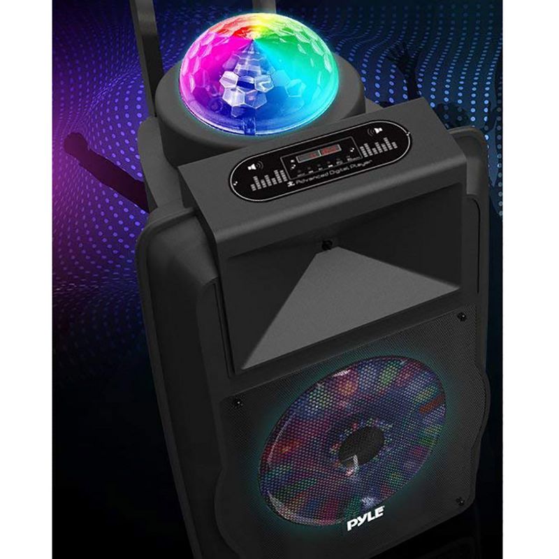 Pyle Portable 700-Watt Inside/Outside Wireless Speaker/Subwoofer DJ Karaoke Machine with Fun LED Disco Party Lights, 3 of 6