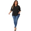 Agnes Orinda Women's Plus Size V Neck Puff Ruffle Sleeves Dressy Casual Summer Blouse - 3 of 4