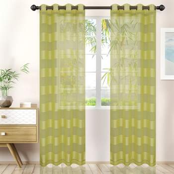 Delicate Rope Stripe Sheer Grommet Curtain Panel Set by Blue Nile Mills