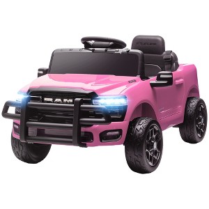 12V Kids Ride-On Car, Licensed Dodge RAM 3500, Pink - 1 of 4