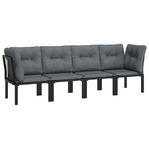 vidaXL 4 Piece Patio Lounge Set Black and Gray Poly Rattan - 1 of 1