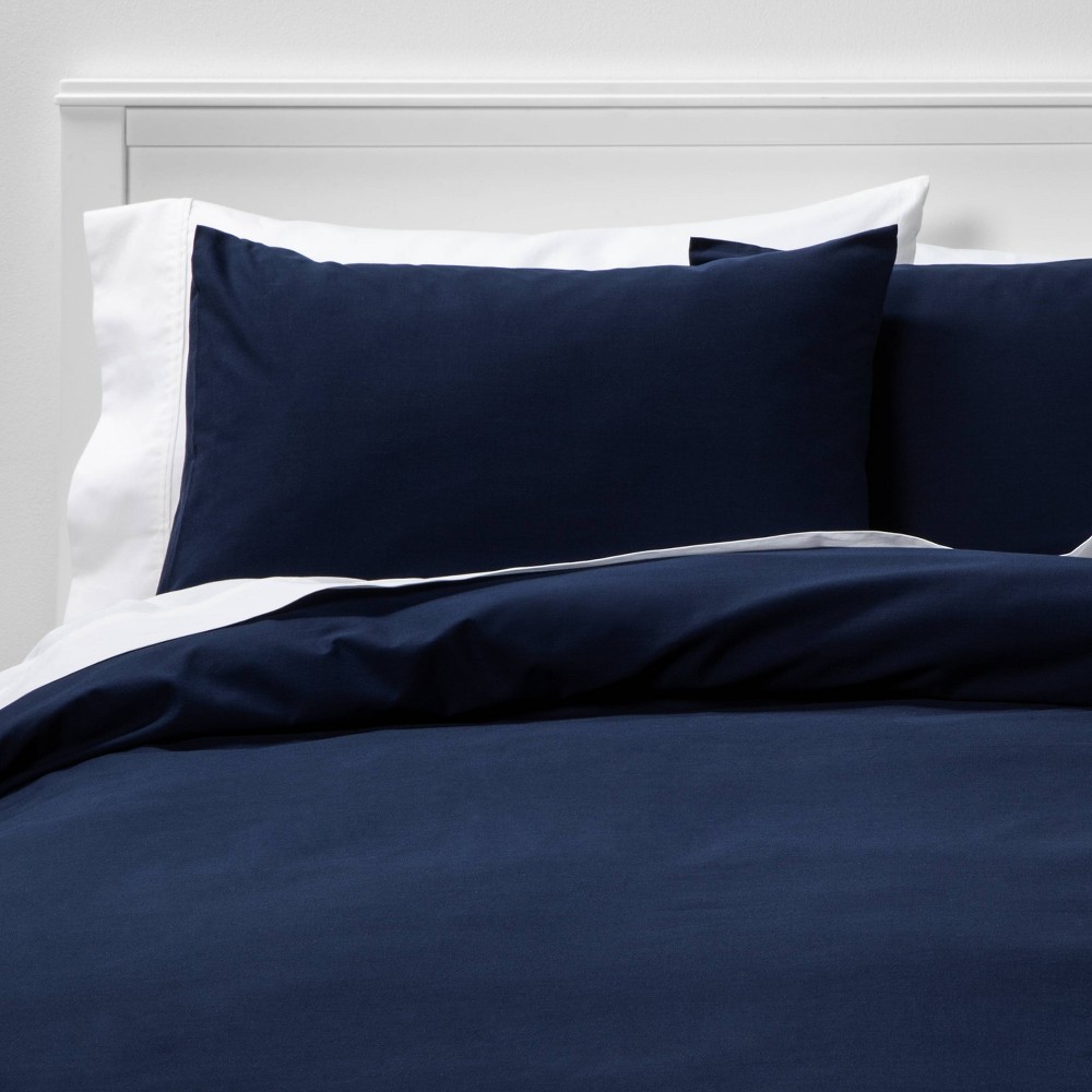 Twin/Extra Long Twin Easy-Care Duvet Cover & Sham Set Navy - Room Essentials