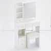 29.2" Small Space Left Drawer Desktop Vanity Table + Cushioned Stool, Extra Large Right sliding mirror - 2 of 4