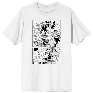 Fire Force Manga Shinra Fight Scene Crew Neck Short Sleeve Men's White T-shirt - 1 of 3