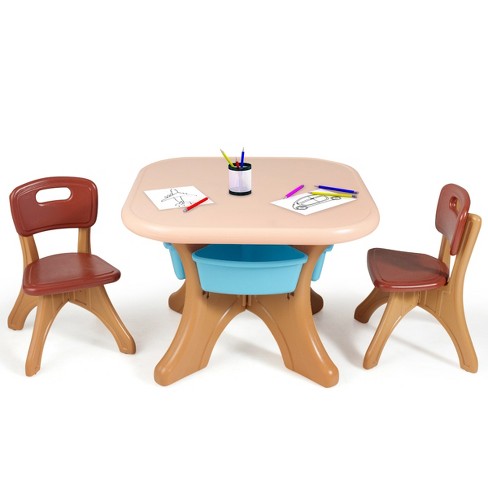 Emma And Oliver Kids 3 Piece Folding Table And Chair Set - Kids Activity  Table Set : Target