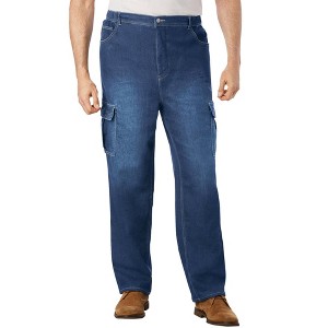 KingSize Men's Big & Tall Relaxed Fit Cargo Denim Look Sweatpants - 1 of 4