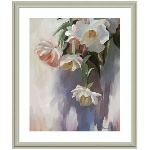 Kate and Laurel Framed Art Dangle Thumb Pastel Flower Bouquet by Mary Sparrow, 22x26, Florence Silver - 1 of 4