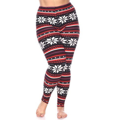 Women's Plus Size Printed Leggings Black/red/white One Size Fits Most ...