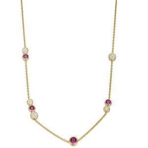 Guili 14K Gold Plated Necklace with Ruby & Clear Cubic Zirconia, a Lovely Girls & Teens Jewelry Piece for Special Events, Birthdays & Holidays - 1 of 2