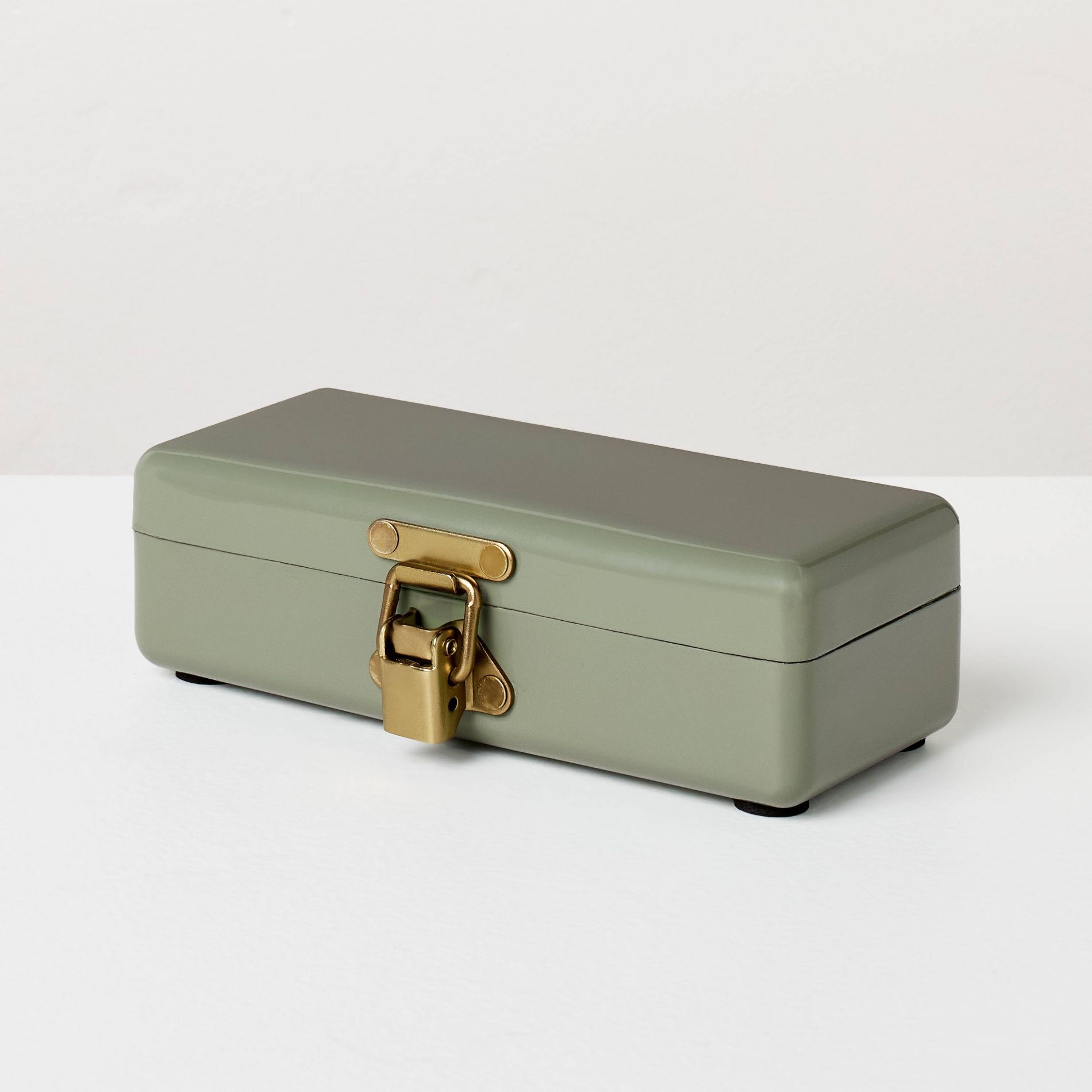 3" Small Rectangle Metal Box with Brass Hardware - Hearth & Hand™ with Magnolia