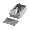 Stainless Steel Cat Litter Box with Lid,Metal Cat Litter Box, High Wall Sided Enclosure Kitty Litter Box with Scoop and Mats - 2 of 4