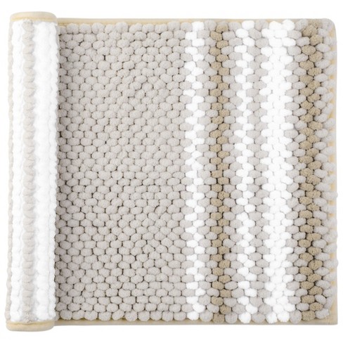 PiccoCasa Chenille Bathroom Rug Non-Slip Mat Soft Absorbent Bone 17x24