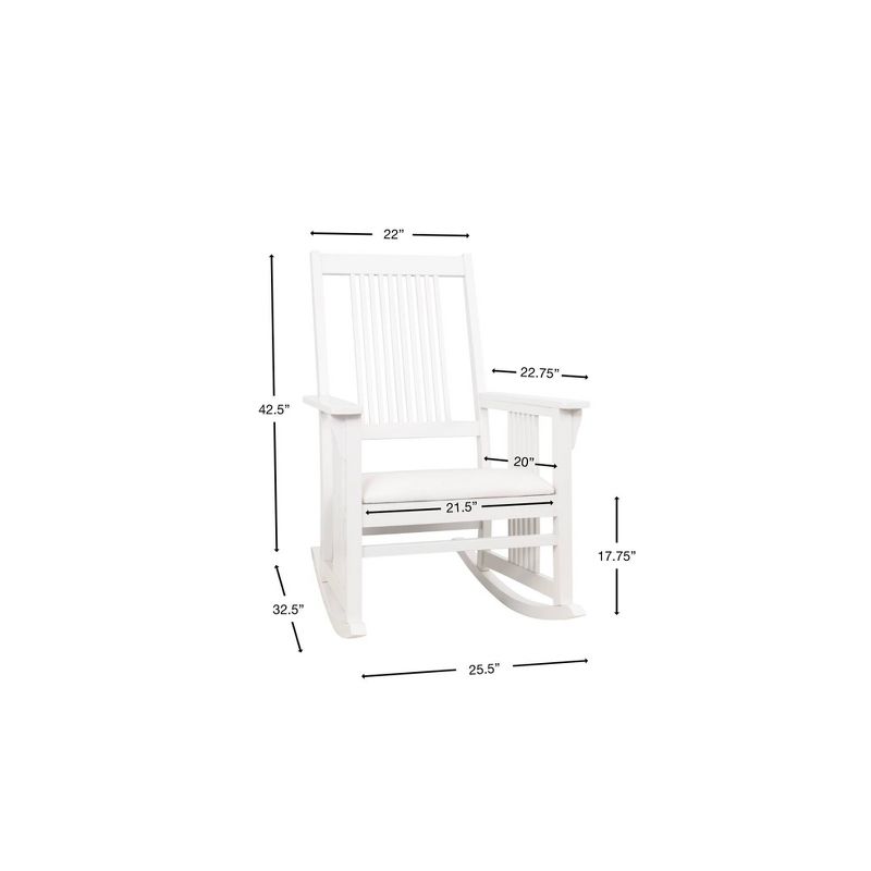 Gift Mark Mission Style Adult Rocking Chair with White Faux Leather Seat, 3 of 4