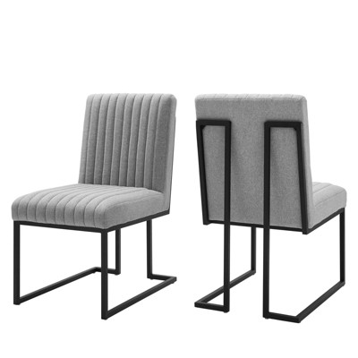 Set of 2 Indulge Channel Tufted Fabric Armless Dining Chairs - Modway