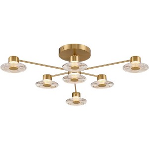 Possini Euro Design Chapman 33 1/2" Modern Semi Flush-Mount Ceiling Light Fixture Kitchen Foyer Hallway Sputnik 7-Light LED Warm Gold Finish Glass - 1 of 4
