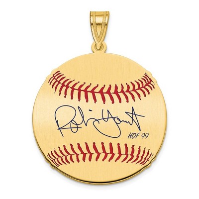 Black Bow Jewelry 14K Gold Plated Robin Yount Signature MD Enamel Baseball Pendant