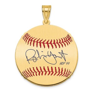 Black Bow Jewelry 14K Gold Plated Robin Yount Signature MD Enamel Baseball Pendant - 1 of 4