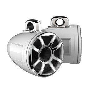 Wet Sounds REV 10 HD 10" Horn Loaded Compression Driver Tower Speakers with XS Grills & Stainless Fixed Clamps, 300 Watts RMS, White, Pair - 1 of 4